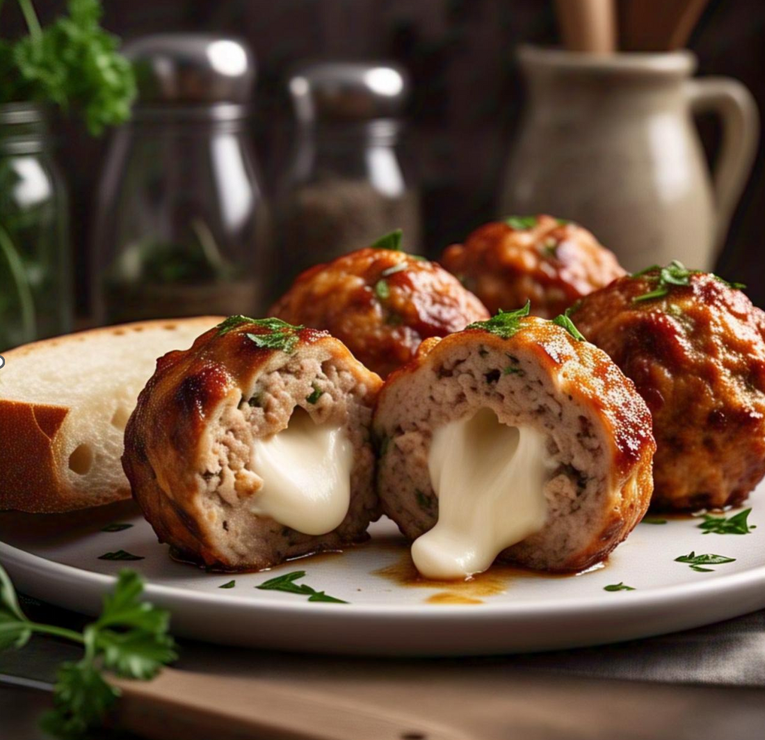 Mozzarella-Stuffed Ground Chicken Meatballs
