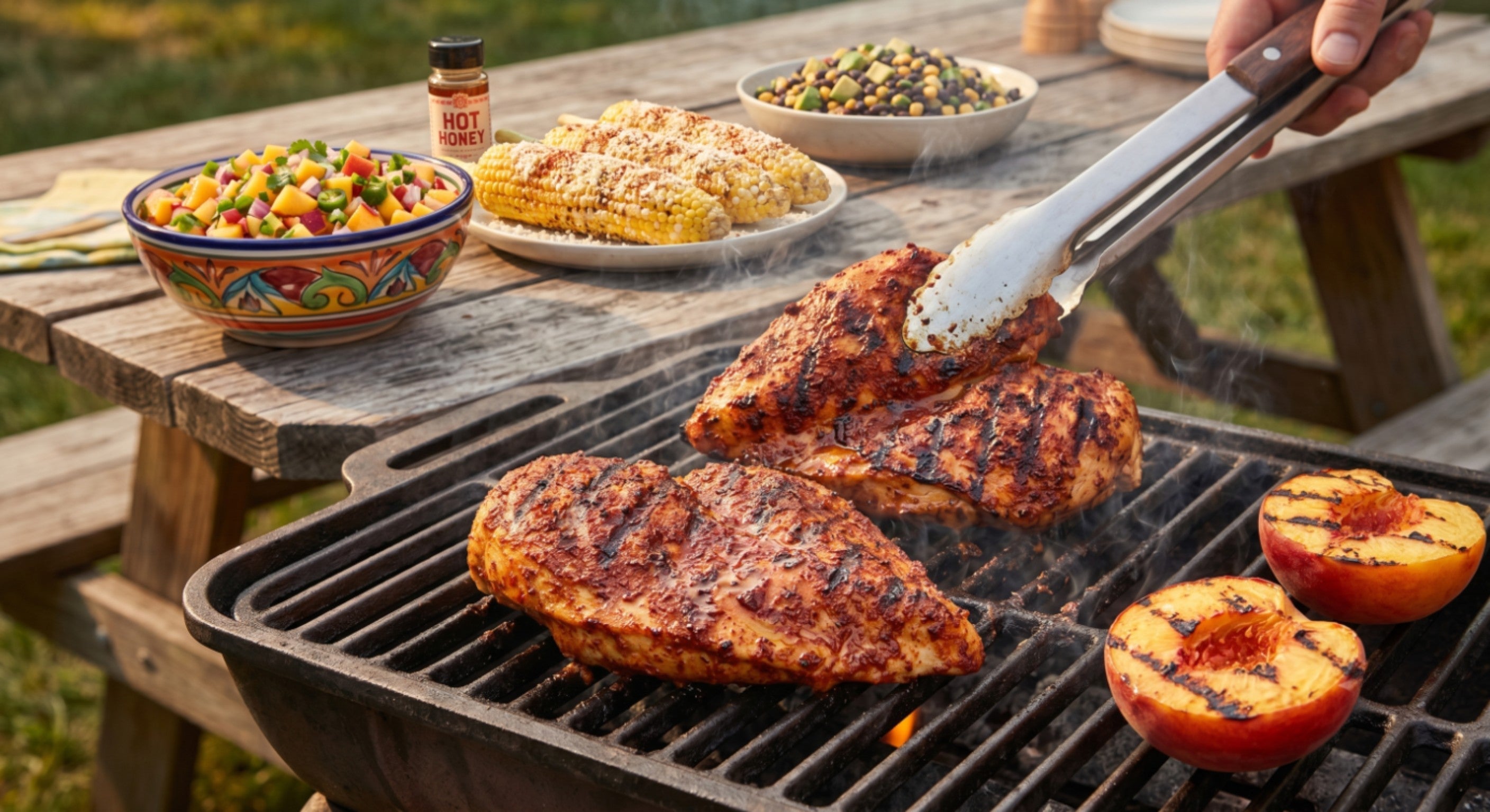 Smoky Summer Grilled Chicken with Jalapeño-Peach Salsa