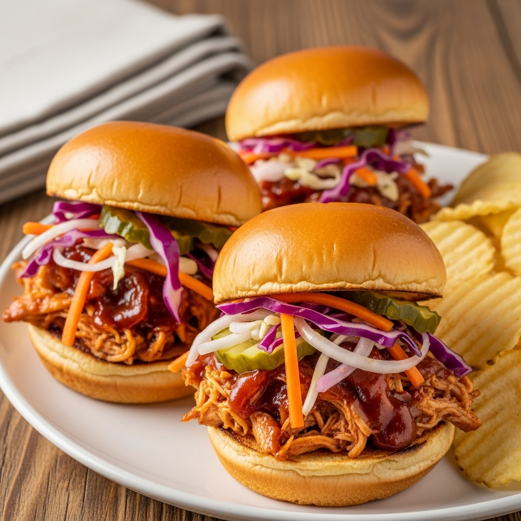 BBQ Chicken Sliders with Pickled Slaw