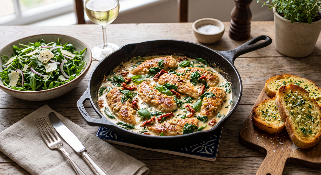 The 20-Minute Creamy Garlic Parmesan & Sun-Dried Tomato Skillet