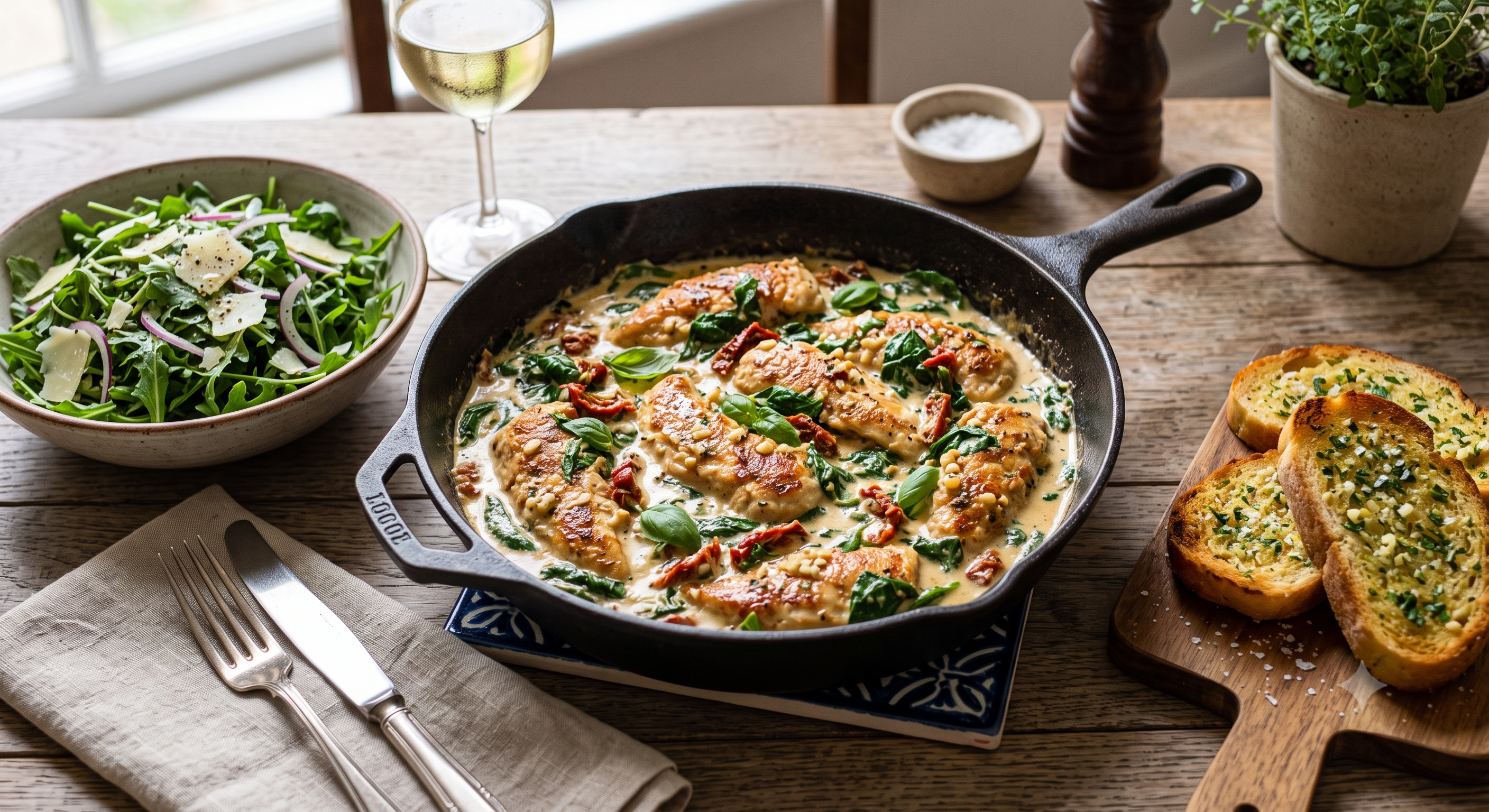 The 20-Minute Creamy Garlic Parmesan & Sun-Dried Tomato Skillet