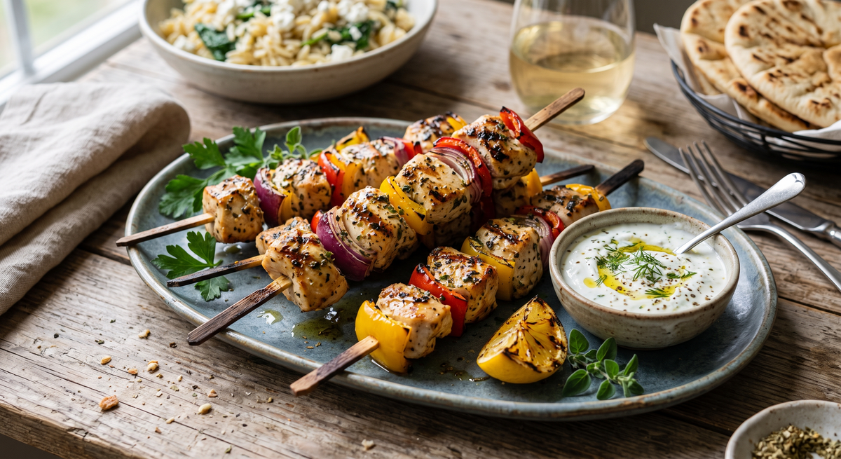 Greek Lemon-Garlic Chicken Skewers
