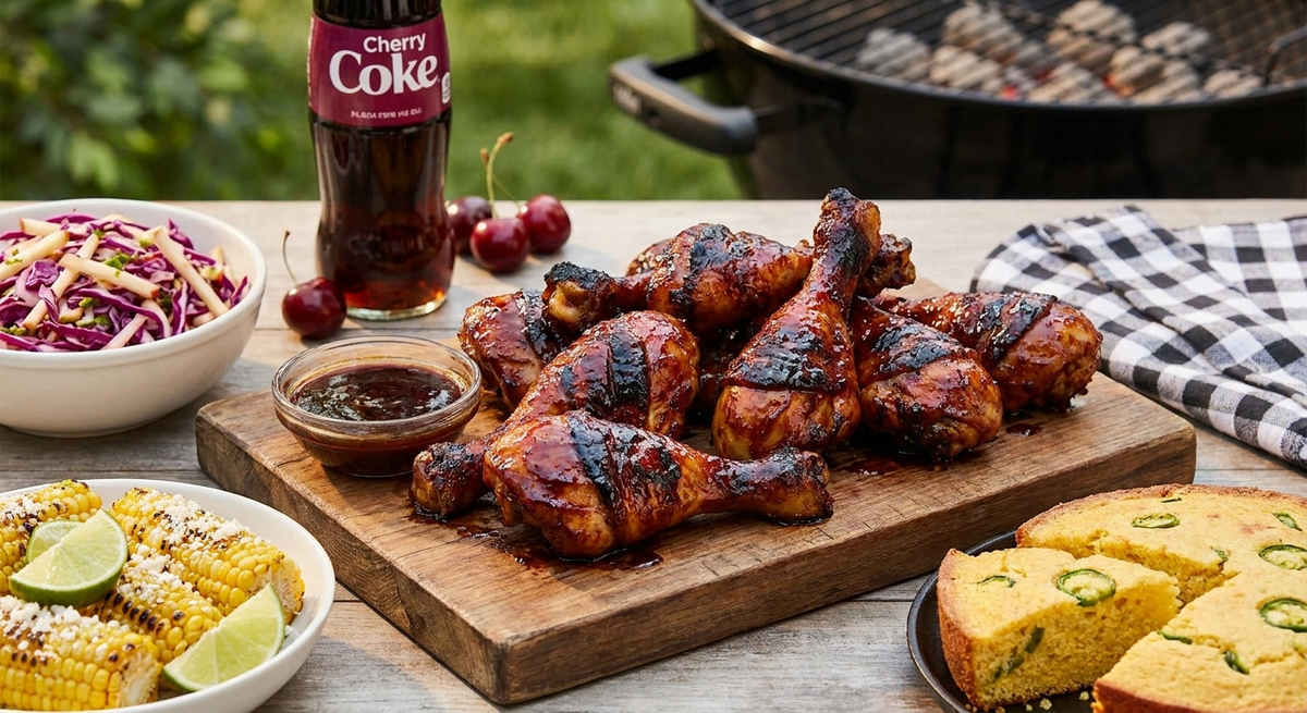Sticky Cherry Coke Glazed Drumsticks