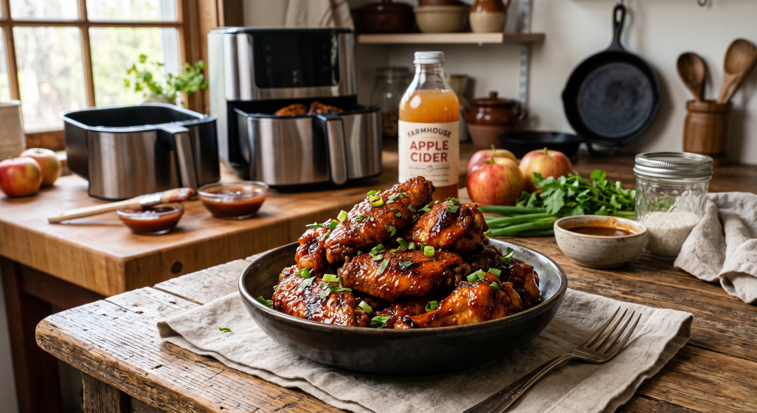 Air Fryer Sticky Apple Cider BBQ Wings