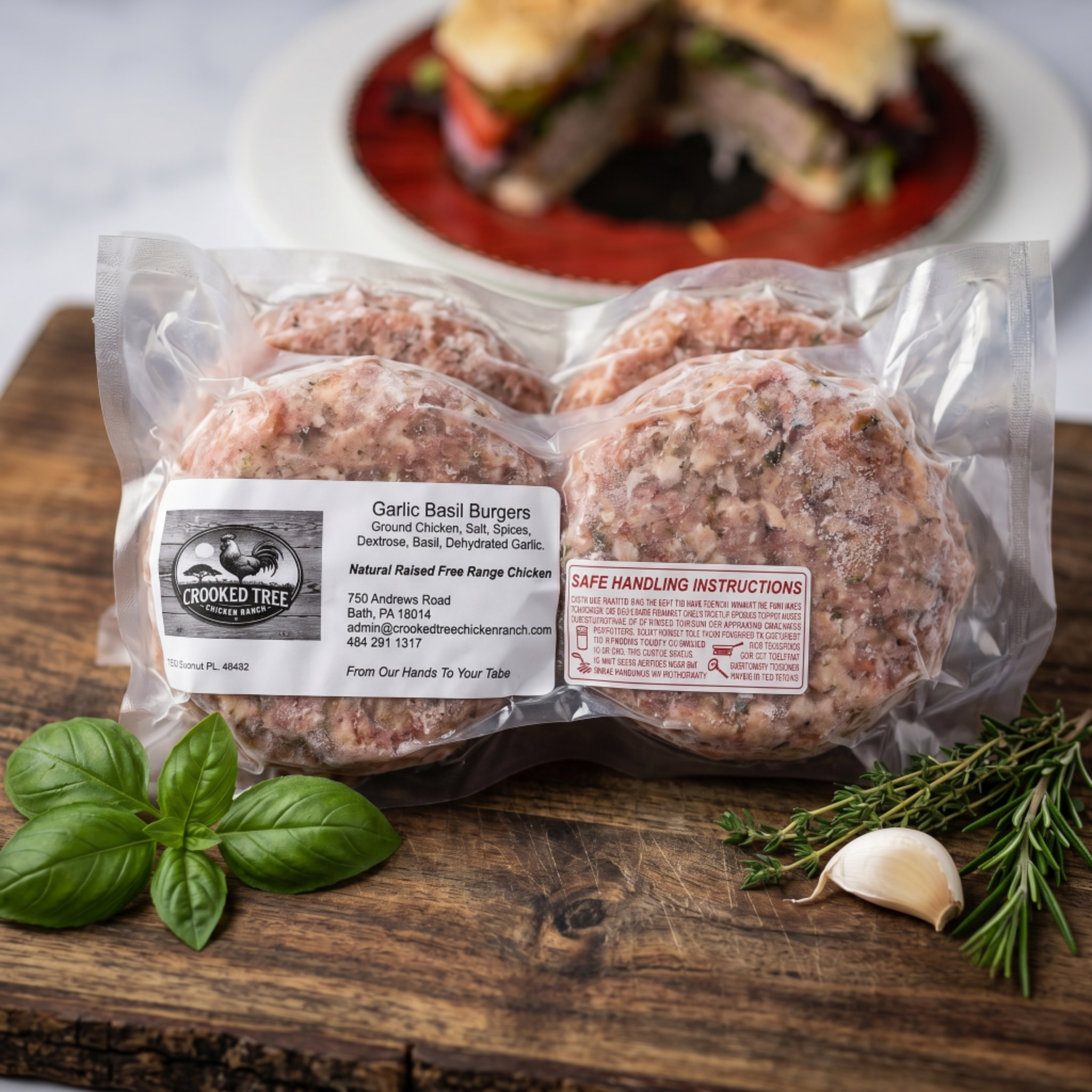 Garlic Basil all Dark Meat Chicken Burger