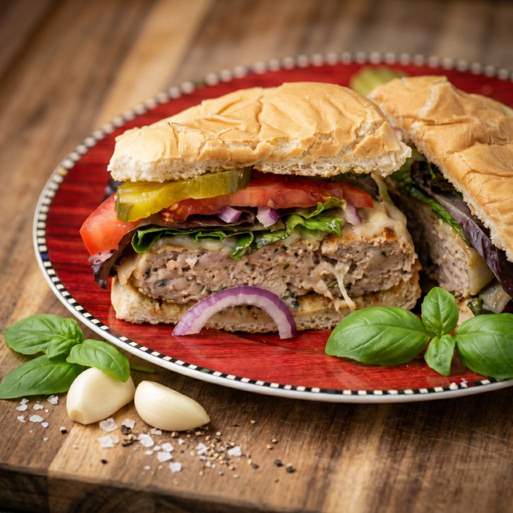Garlic Basil all Dark Meat Chicken Burger