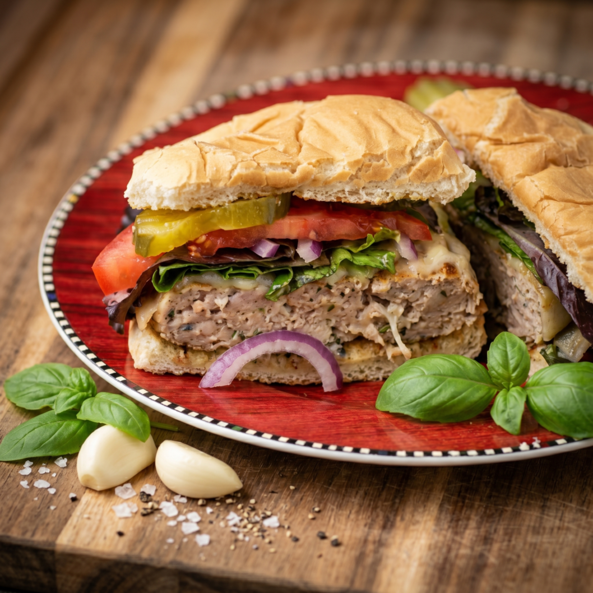Garlic Basil all Dark Meat Chicken Burger